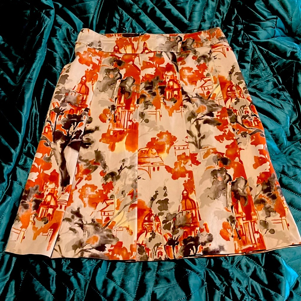 Tan and Orange Abstract Patterned Skirt